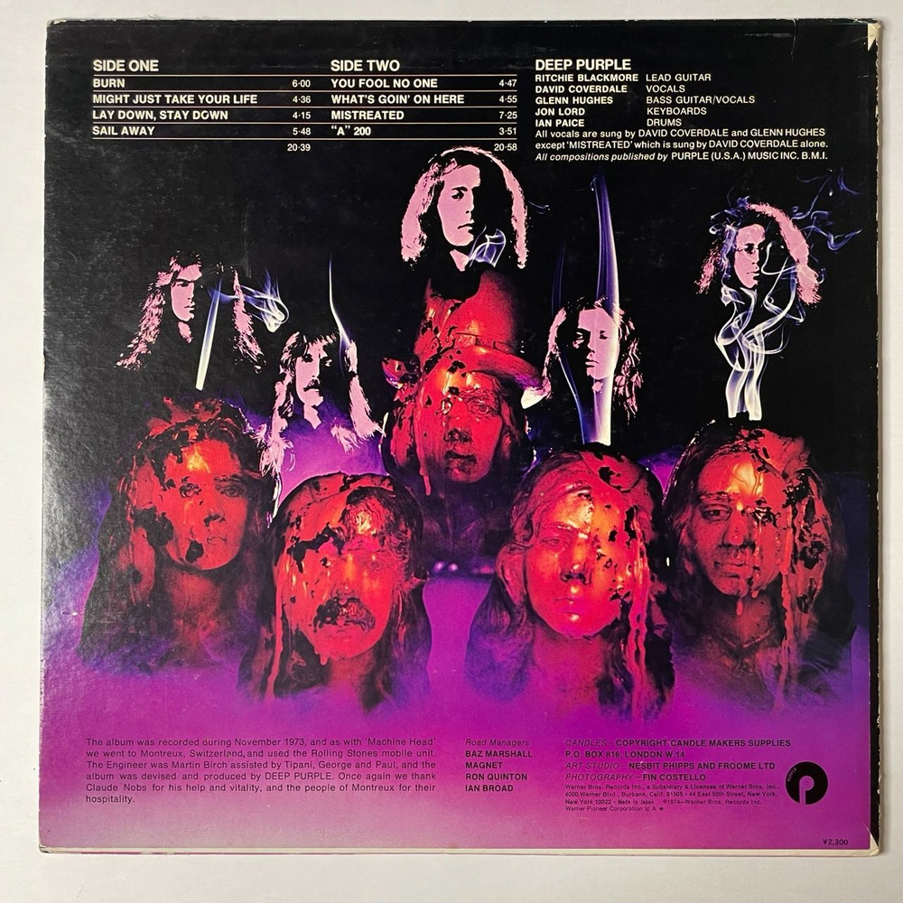 Винтажная виниловая пластинка LP Deep Purple Burn (Japan 1974) (No Obi) Sail Away