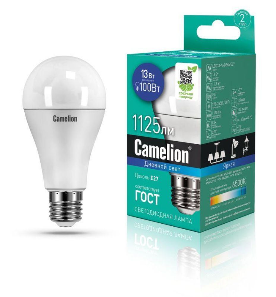 Лампа светодиодная LED13-A60/865/E27 13Вт грушевидная 220В Camelion 12652 Лампа светодиодная LED13-A60/865/E27 13Вт грушевидная 220В Camelion 12652