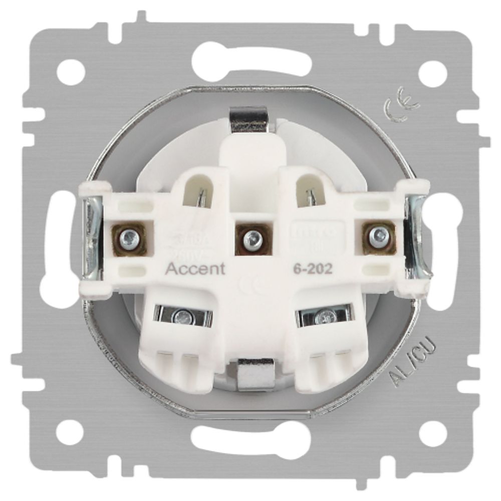Розетка Intro Accent 6-202-01М 2P+E Schuko 16А-250В IP20 СУ AL/CU белый матовый | Intro