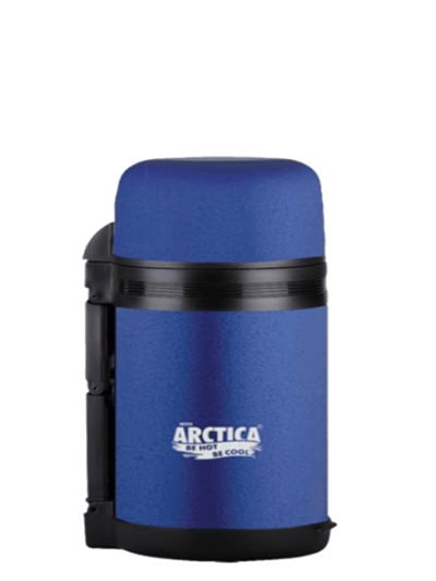 Термос универсальный Арктика 800 мл. с широким горлом, прорезиненный корпус, цвет синий