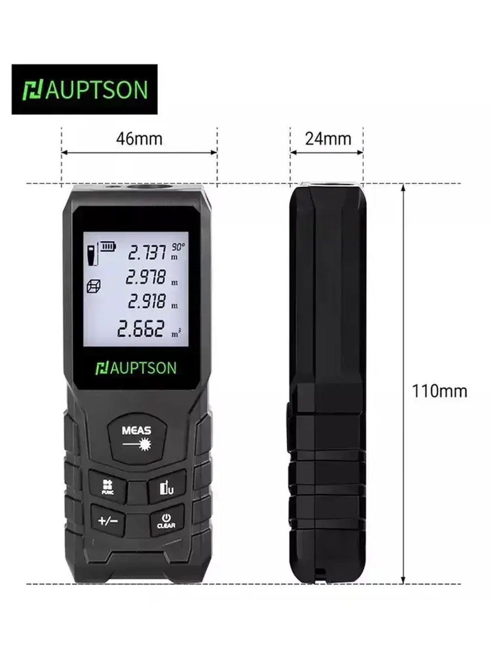 Дальномер лазерный, 70M, Лазерный дальномер, АКБ*2, рулетка строительная