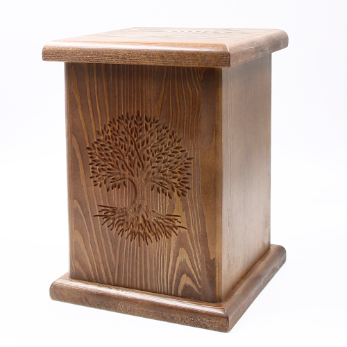 Урна для праха дуб коричневый "Дерево" лакированная