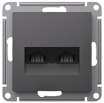 ATLASDESIGN РОЗЕТКА двойная компьютерная RJ45+RJ45, кат.5E, механизм, БАЗАЛЬТ