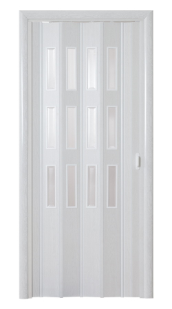 Пластиковые Двери Гармошка цвет: Серый ясень со стеклом