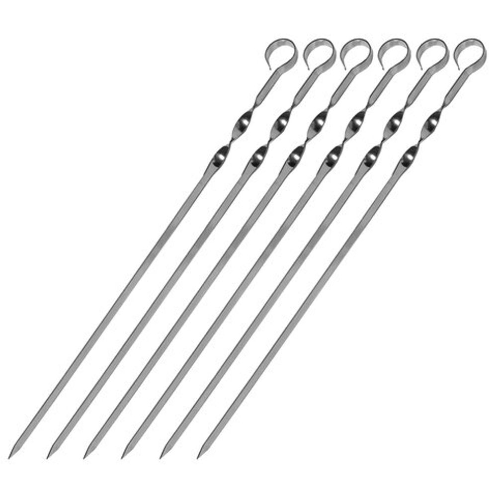НАБОР плоских шампуров 6 шт. размер 450х10х1,5 мм, ЧЕХОЛ ДЛЯ ХРАНЕНИЯ В КОМПЛЕКТЕ, нержавеющая сталь, 701735