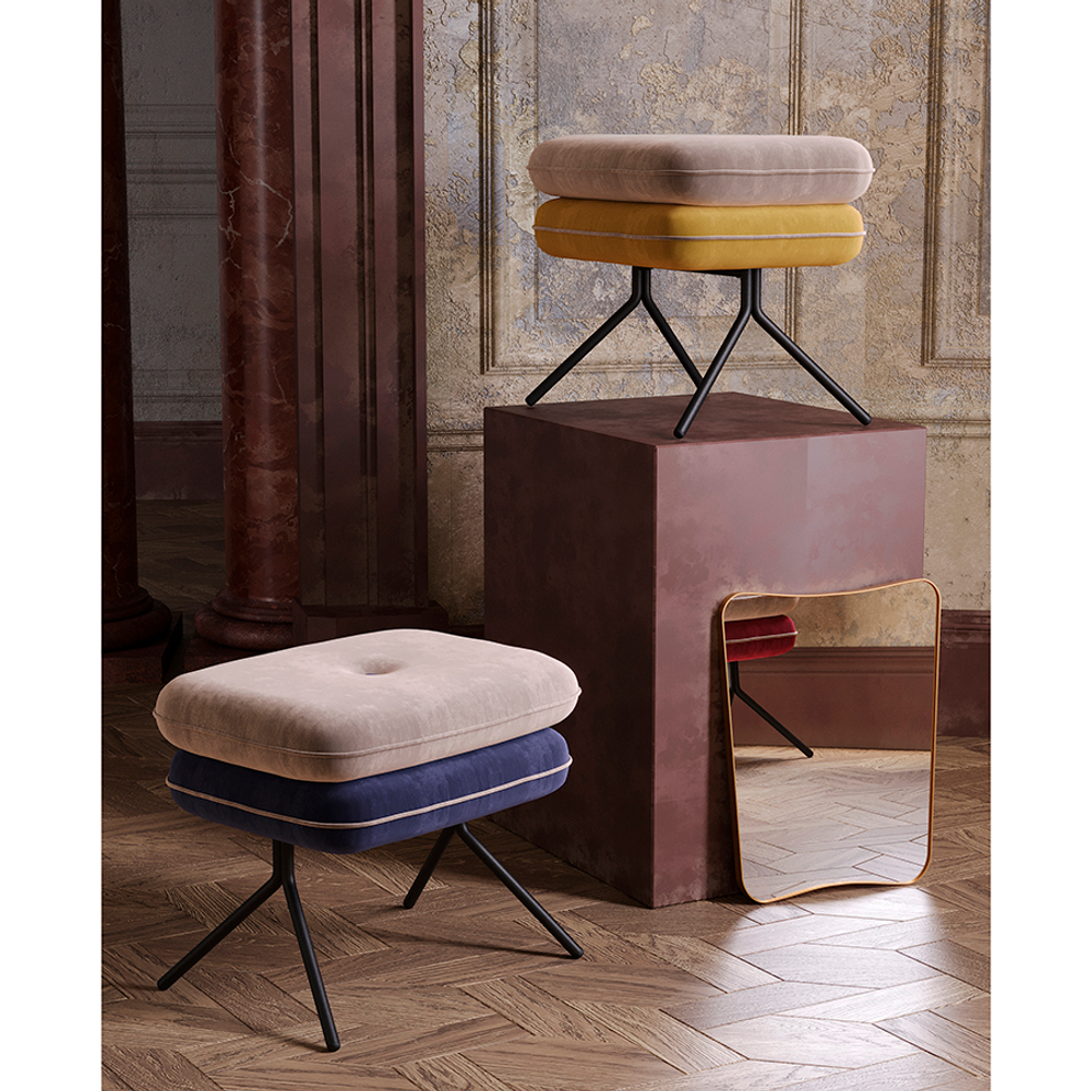 Пуф Bergenson Bjorn Pea, велюр, бежевый/темно-синий