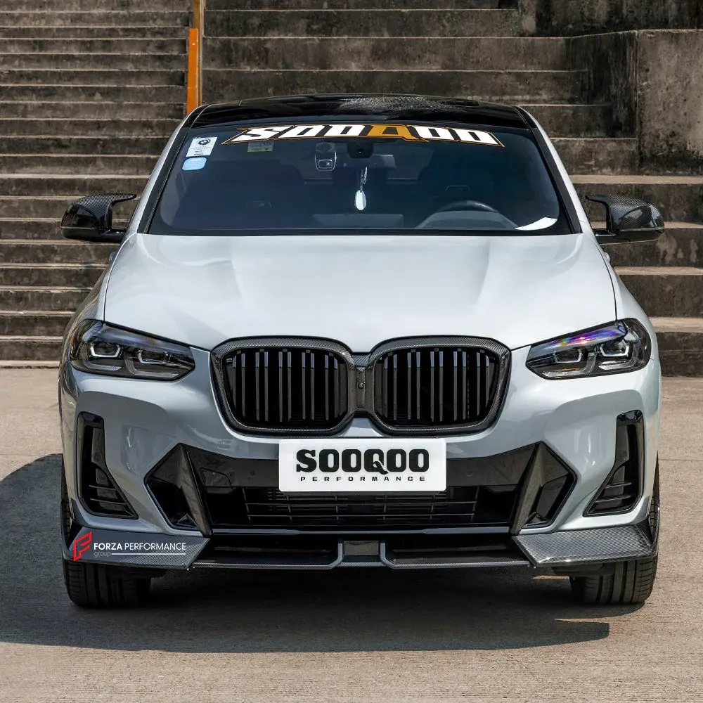 Карбоновая губа переднего бампера для BMW X3 G01 Рестайлинг 2022-2023 / X4 G02 Рестайлинг 2022+ БМВ