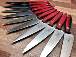 🏆Два Кухонных ножа Alexander M AUS-8 Red G10