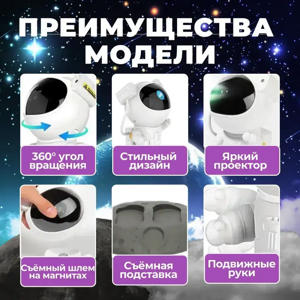 Проектор звездного неба космонавт ночник-проектор
