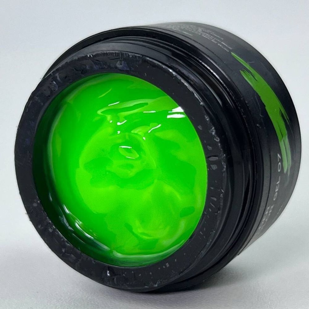 ZT  Строительный гель BILDER COLOR GEL 07 neon lime, Неон зеленый, 15мл