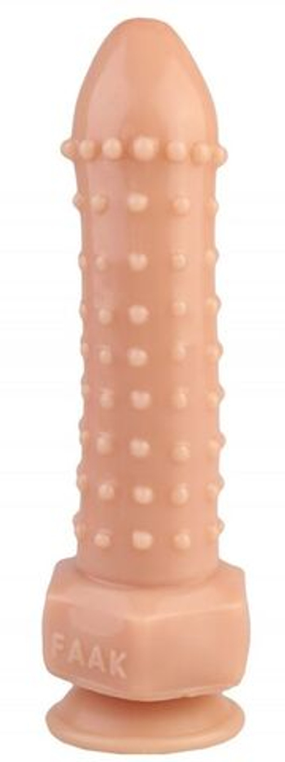Телесный фаллоимитатор с шипиками - 21,5 см. (Цвет: телесный)