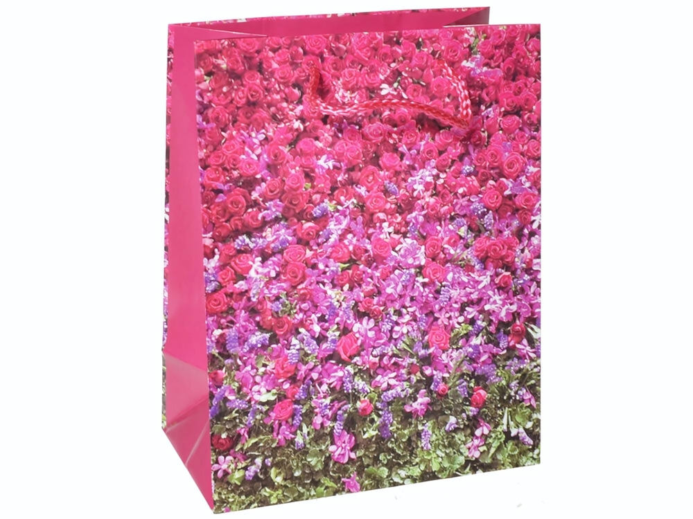 Пакет бумажный 18*23*10см с ручками "Цветы" микс