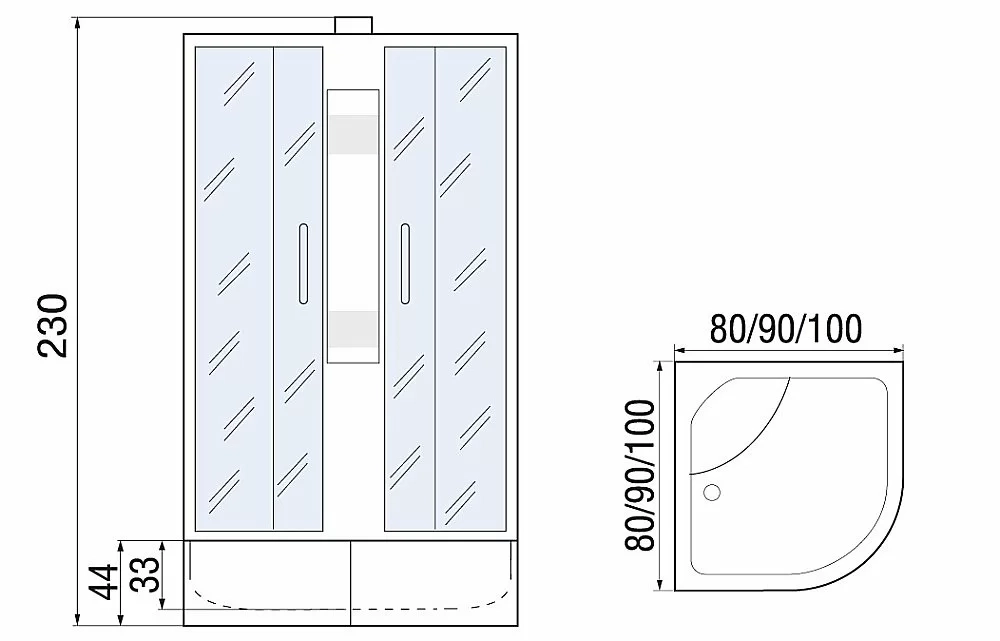 Душевая кабина River Nara Б/К XL 90/44 MT 10000006204