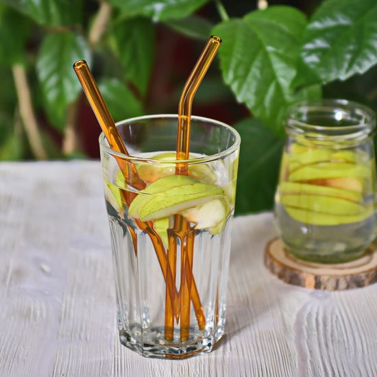 Трубочка стеклянная прямая янтарная