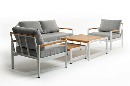 Диванная группа Joygarden МАЯ M, White Matte (белый матовый), светло-серый