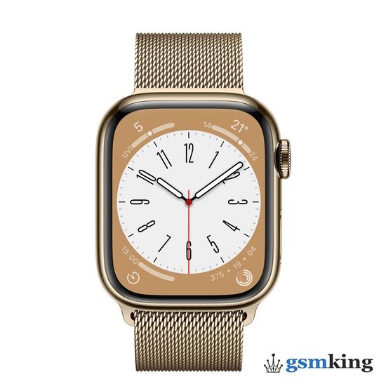 Apple Watch Series 9 GPS + Cellular 41mm Gold Stainless Steel Case with Gold Milanese Loop