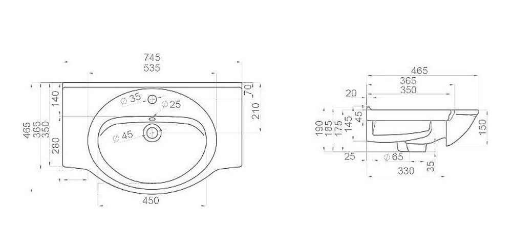 Тумба MISTY Рим - 75 Тумба напольная с умывальником