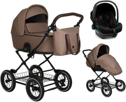 Детская коляска Roan Bass Next Classic d12 3 в 1 с автокреслом Tutis Elo Lux Black RCL265/1 Raisin Mood