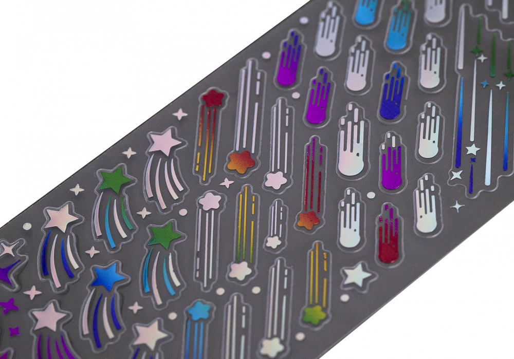 Наклейки детские Alingar, 7 см х 26 см, "Темные", (космос, бабочки, цветы, химия, музыка), ПВХ, тиснение, пакет с европодвесом