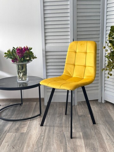 Стул РИЧИ, цвет H-19 Желтый, велюр / черный каркас М-City