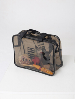 Косметичка водонепроницаемая ПВХ на молнии сумочка с ручкой TRAVEL, серая 29,5*11*21см