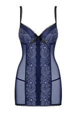 Синяя сорочка с кружевом на косточках Auroria Chemise SM (42-44) (Цвет: синий, голубой)