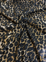 Трикотаж принт леопард, беж/коричневый, паетка прозрачн VT#18