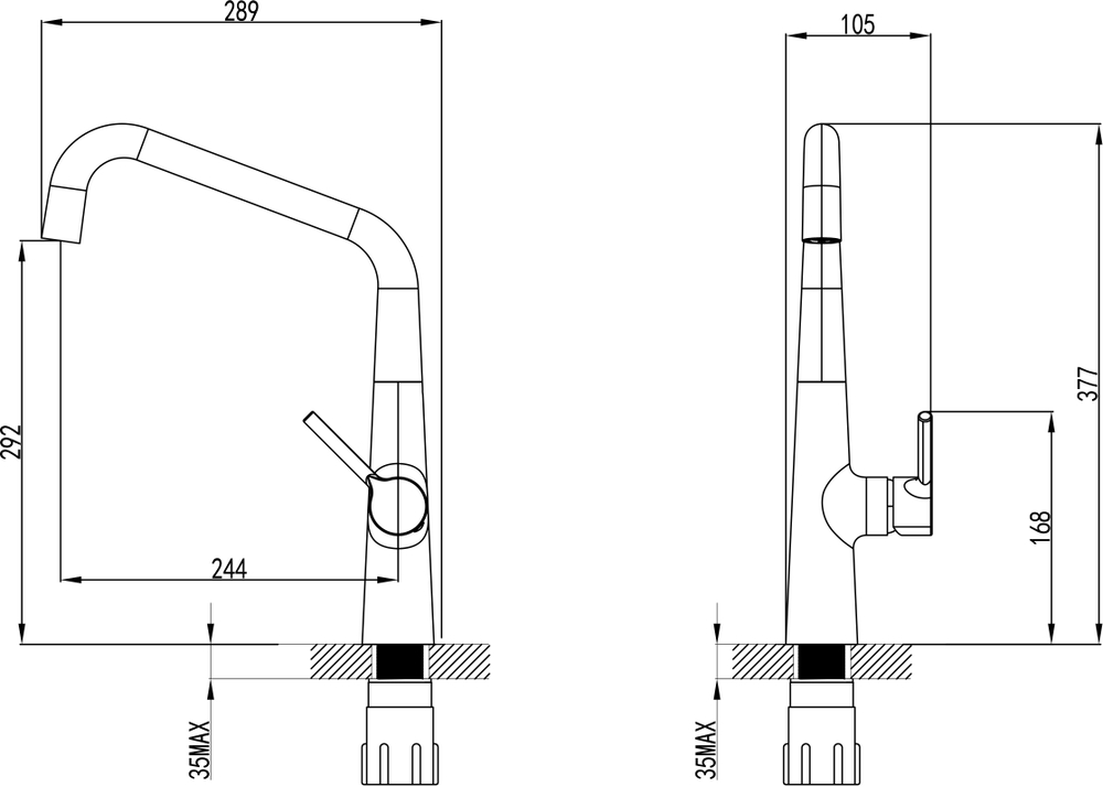 Смеситель для кухни Domaci Римини D569112GB вороненая сталь