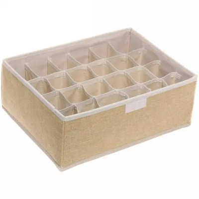 Кофр - органайзер для хранения вещей с прозрачной крышкой «УЮТДОМА», цвет бежевый, 24 отделения, 32*24*12см