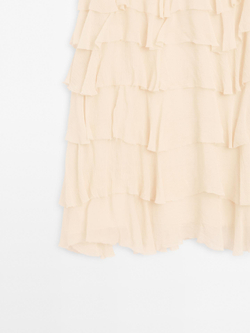 Massimo Dutti Короткая юбка с воланами, кремовый