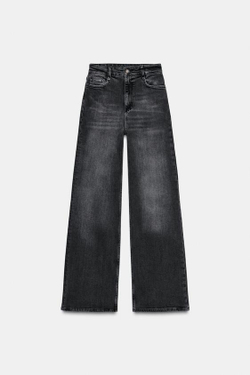 ZARA ДЖИНСЫ WIDE LEG С ВЫСОКОЙ ПОСАДКОЙ — ZW COLLECTION, СЕРЫЙ
