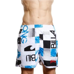 Мужские пляжные шорты Super Dy белые с голубым принтом Billa
