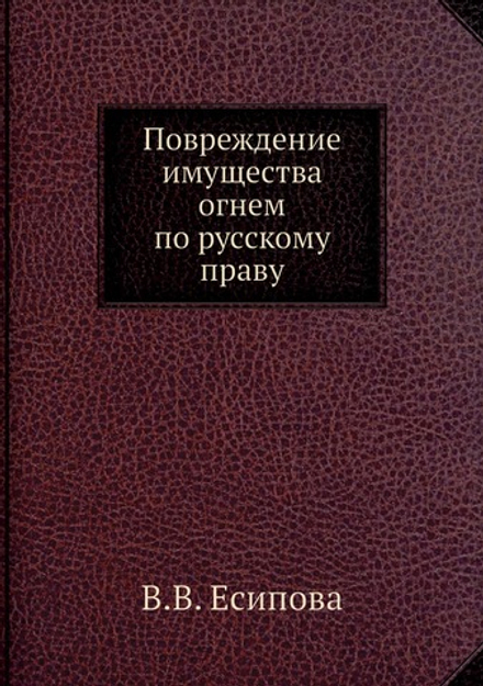 Повреждение имущества огнем по русскому праву | В.В. Есипова