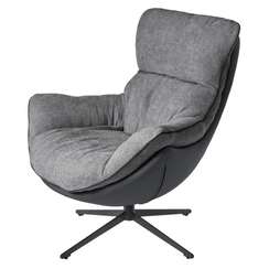 Кресло Hugo тёмно-серая экокожа, шенилл