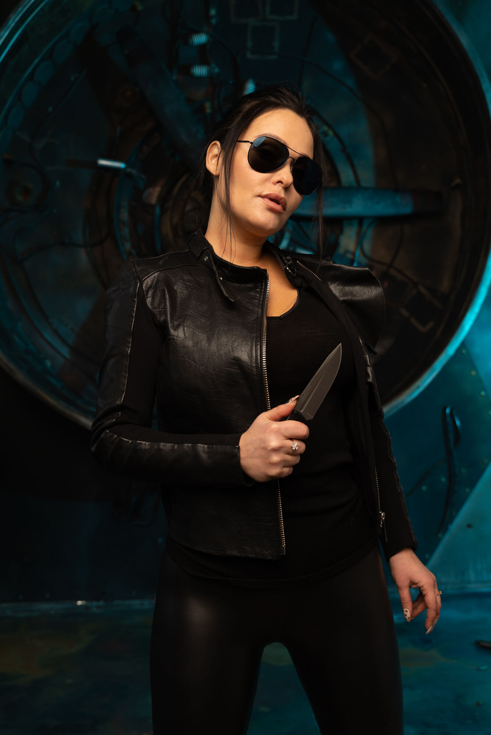 Туристичеcкий нож CityHunter AUS-8 Stonewash Black