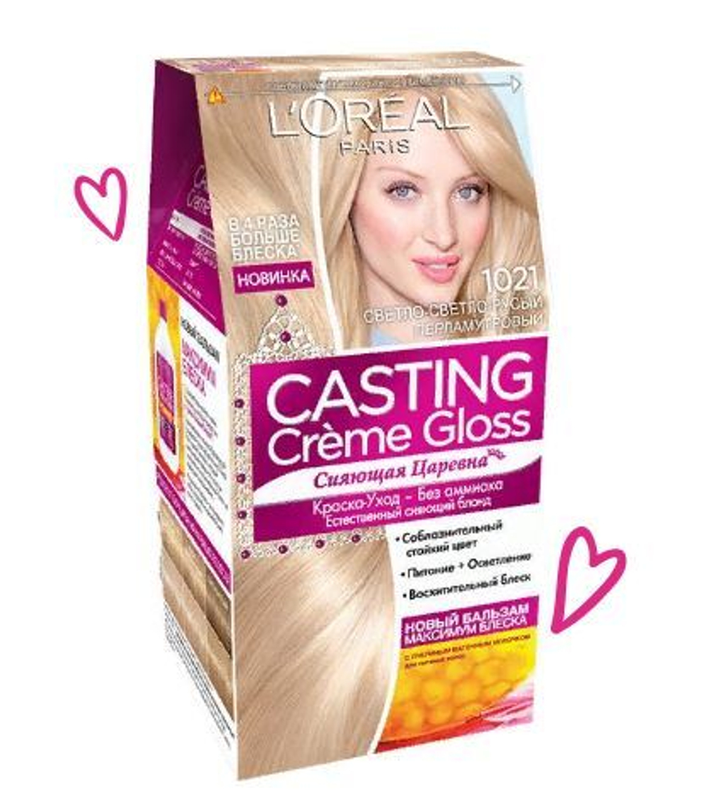 L'Oreal Paris Краска для волос Casting Creme Gloss, тон №1021, Светло-светло-русый перламутровый, 180 гр