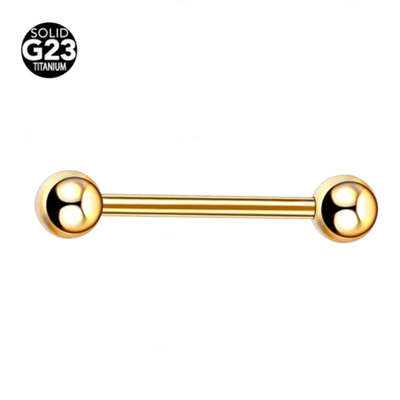 Пирсинг языка. Штанга 1.6x16x5x5 мм. Титан G23. Золотистая