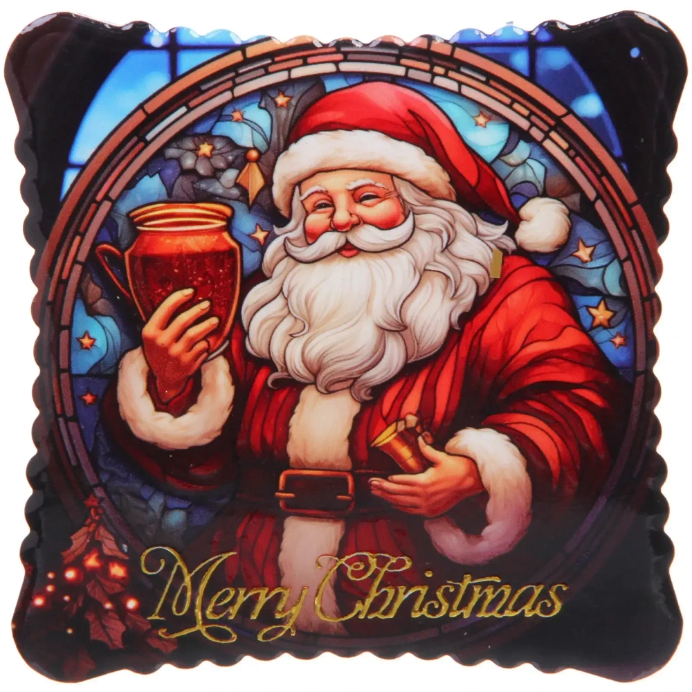 Подставка под кружку керамическая 10,5*10,5см «Дед Мороз с вареньем»