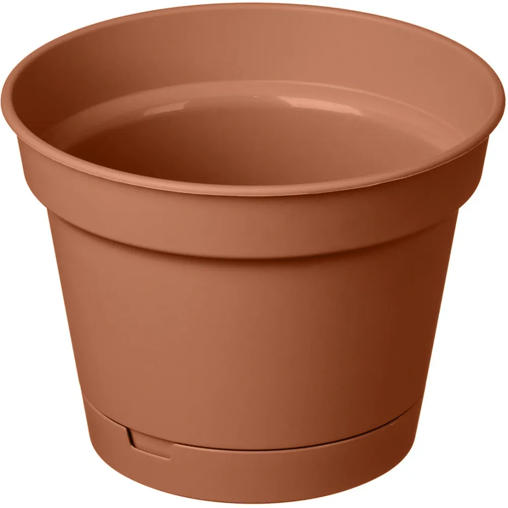 Горшок для цветов пластиковый 1,2л d-15см «Mint» с поддоном терракотовый