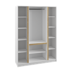 МС Мадера Шкаф М1500.4 1500*2200*480 (лдсп белый +белый , вставка крафт золотой)