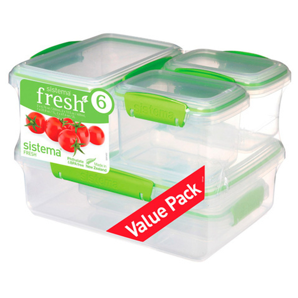 Набор контейнеров 6предметов Sistema Fresh зеленый
