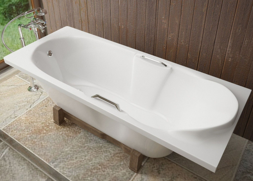 Ванна из литьевого мрамора Эстет Камелия 180х75 белая с ручками, ФР-00001032 + 63989