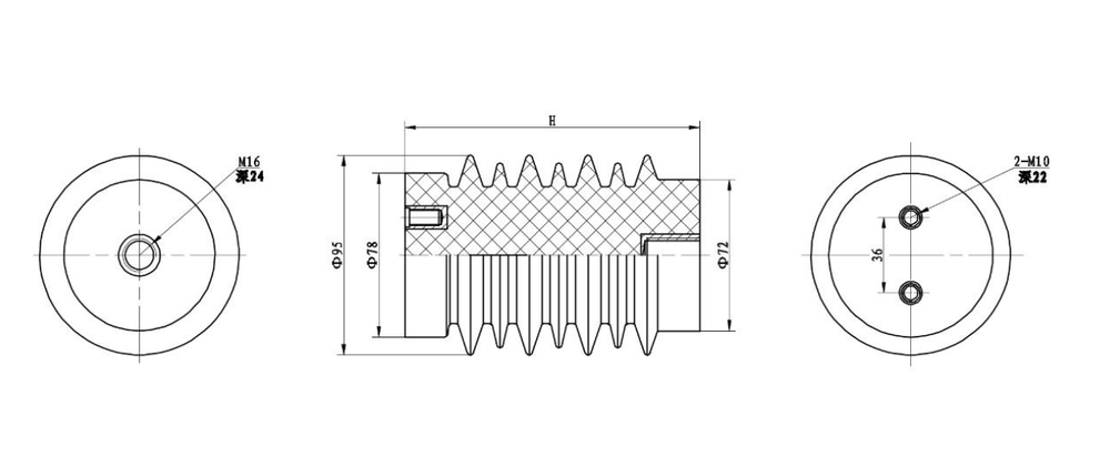 Изолятор опорный без ёмкостного делителя ZJ102-12/95x130