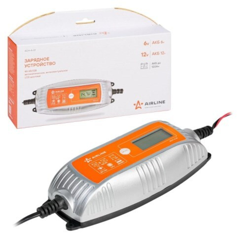Устройство зарядное AIRLINE 6В/12В 4А автоматическое, интеллектуальное (LCD дисплей) (AIRLINE)