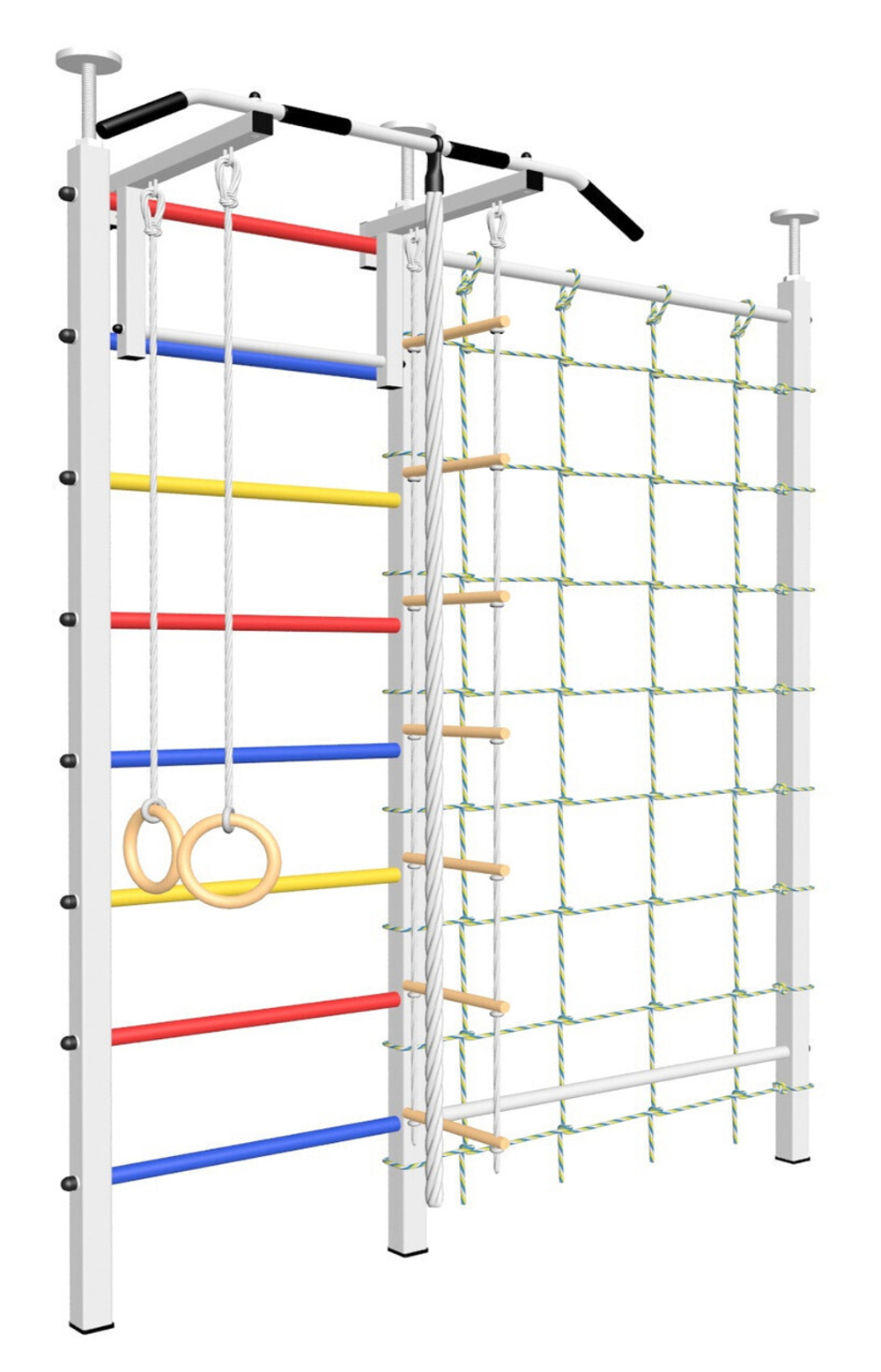 Шведская стенка Sv Sport враспор (Турник стандарт/Канат/Kольца/Лестница/Канатный лаз/Сетка)