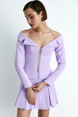Блейзер корсетного типа c открытыми плечами из крепа со шнуровкой