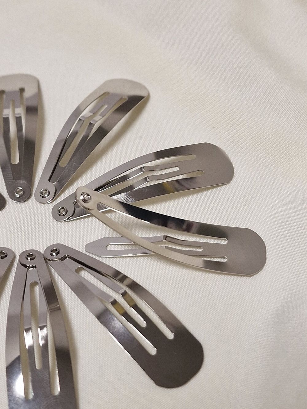 Заколки для волос НАБОР 10 шт., 5 см, клик-клак, глянцевый, серебристый, MONTE VITA, 457079