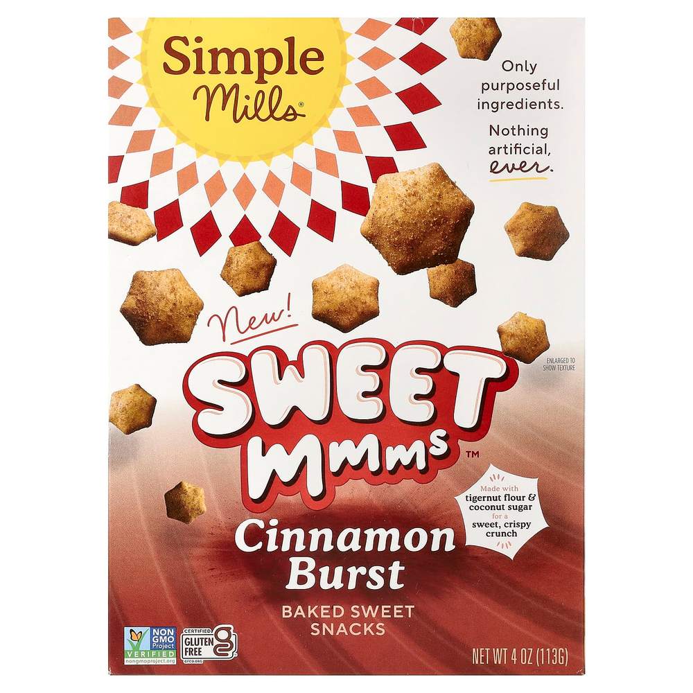 Simple Mills, Sweet Mmms™, запеченные сладкие снеки, со вкусом корицы, 113 г (4 унции)