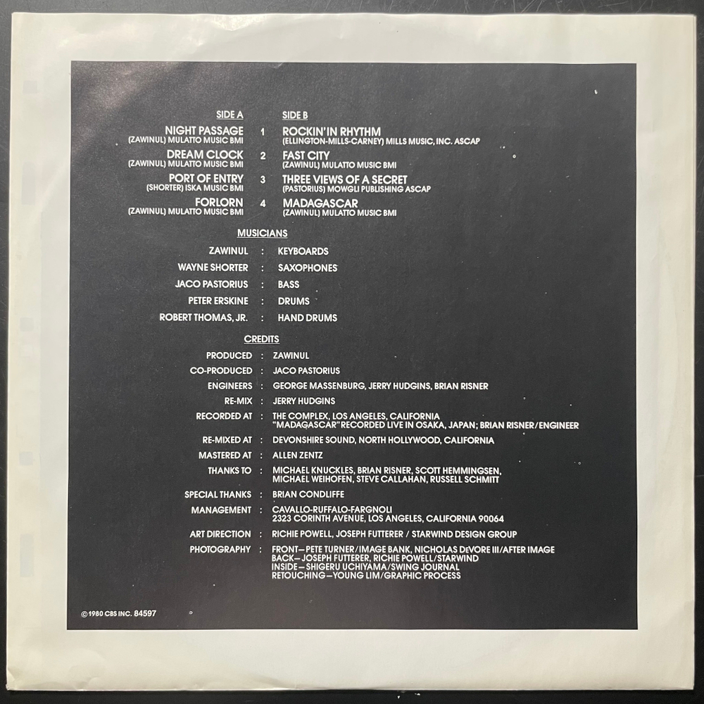 Weather Report ‎– Night Passage (Голландия 1988г.)