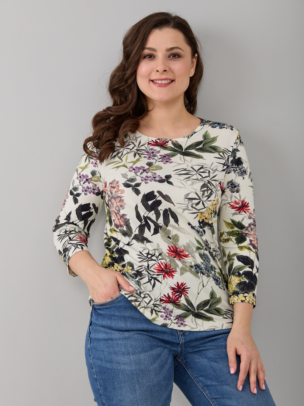 Лонгслив ЛНв-306/молоко-акварельгортензия